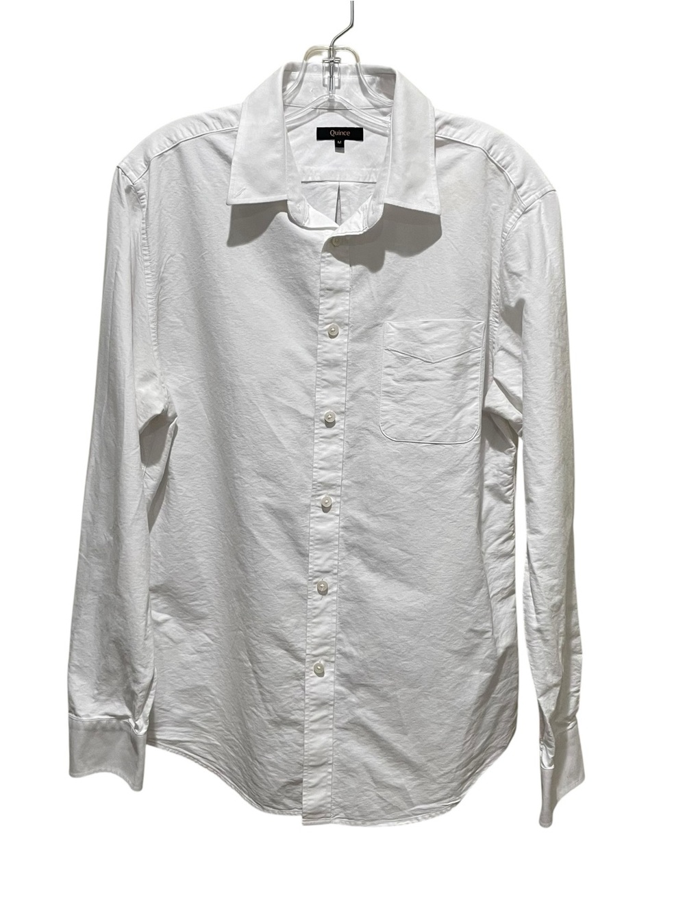 Quince Organic Cotton Button Down Shirt White Men’s Size Medium Long Sleeve Pock